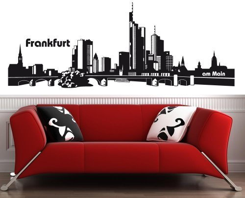 wandtattoo-factory Skyline Frankfurt - 130 x 50cm - Farbe: Schwarz