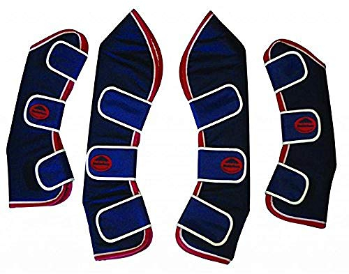Weatherbeeta Gamaschen, erhältlich in verschiedenen Farben und Größen, 4 Stück, NAVY WITH RED AND WHITE TRIM