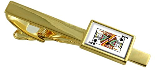 Spaten Playing Card King Gold-ton Krawattenklammer Gravur Box