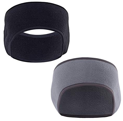 Fleece Ear Warmers Headband/Ear Muffs GoFriend Winter Headbands for Adults Men & Women, Stay Warm & Cozy with our Thermal Polar Fleece & Performance Stretch (Black+Grey)