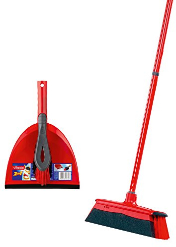 Vileda DuActiva Besen mit dreiteiligem Stiel und 2 in 1 Kehrset