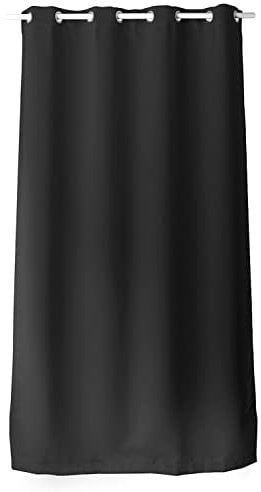 ED ENJOY HOME Rideau Décoratif à Œillets argentés, 140x240 cm, Noir, 100% Polyester, Satiné, Collection Basic