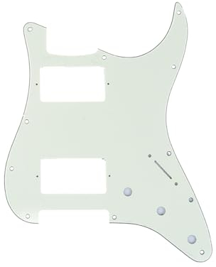 Musiclily Pro 11 Löcher HH Strat Pickguard 2 Humbucker Gitarren Schlagbrett für Fender American/Mexican Standard Stratocaster Modern Style E-Gitarre,3 lagig Elfenbein