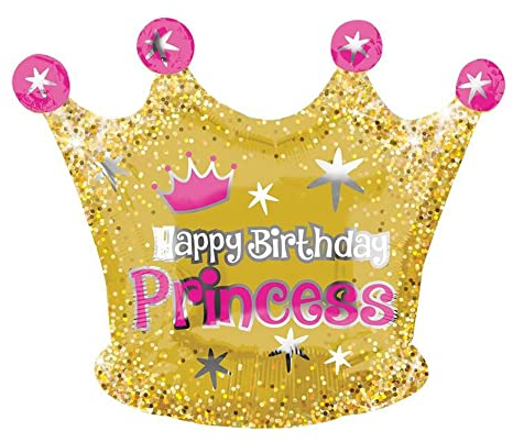 Amscan 3566301 Folienballon J/Form: HBD Goldkrone klein