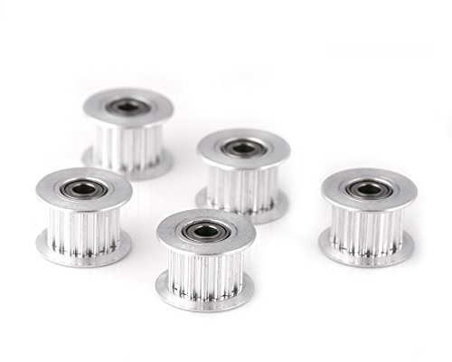 3D Drucker Zubehör, 5 Stück 2GT Aluminium Timing Riemenscheibe, 3mm / 5mm Bohrung Rad 16 Zahn für Gürtel Breite 6mm(W6mm, 16T Bore 3 Toothed)