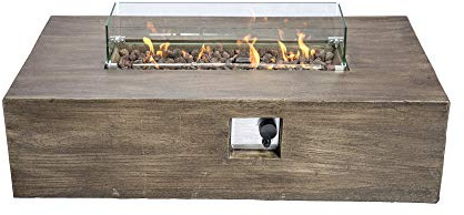 Peaktop - Feuerstelle für den Außenbereich, 121 cm, viereckig, Beton, Propangas HF48708AA-EU