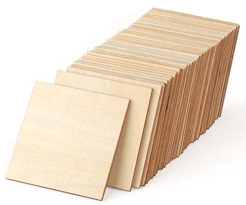 ilauke Lindenholzplatten, quadratisch, 1/8 Zoll, blanko, Balsaholzplatte zum Basteln, dünne, unlackierte Holzquadrate für Holzbrennen, Malen, Beizen, Gravieren, Laserprojekte, Holzbastelbedarf, 50