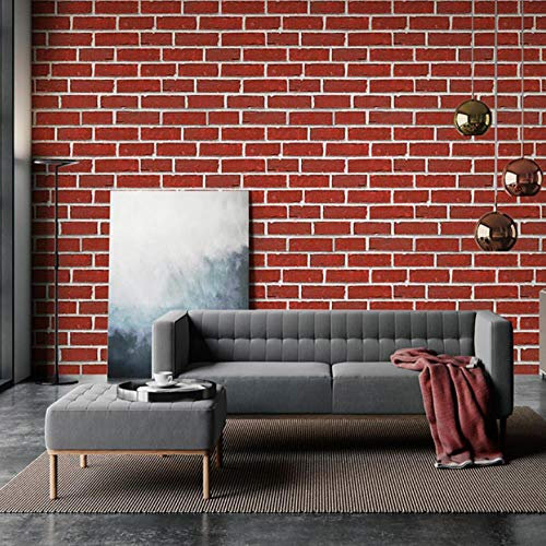 Hndrkj Rétro Nostalgique 3D Stéréo Brique Rouge Pvc Brique Rouge Brique Papier Peint Brique Antique Culture Brique Papier Peint Bar Restaurant Salon Chambre