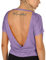 icyzone Damen Sport T-Shirt Rückenfrei Kurzarm Shirt Loose Casual Oberteile Yoga Top (L, Lavendel)