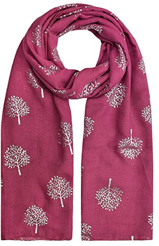 heekpek Foulard Echarpe Femme Echarpe Foulard Paillettes Imprimé Écharpe Foulard Wraps Foulard Imprimé Mûrier Femme Mode Foulard Paillettes- Taille Unique -Rose rouge -