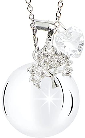 MAMIJUX Appel anges arbre vie maman idée cadeau grossesse collier femme rappel des anges chaîne acier, ['Branche', 'Argent', 'Acier' ], Argent, cristal