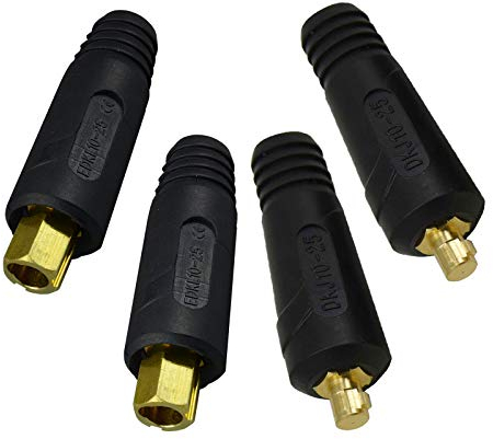 RIVERWELD WIG-Schweißkabel Einbaustecker Buchse DKJ10-25 & EDKL10-25 200Amp Schnellkupplung Schwarz 4 Stück