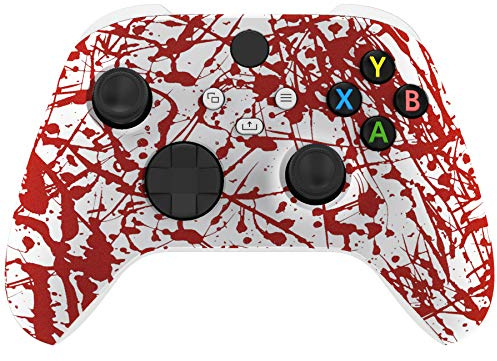 eXtremeRate Front Gehäuse Case für Xbox Series X/S Controller, DIY-Ersatz Frontplatte Hülle Skin Shell Cover Set für Xbox Core Controller Model 1914(Blutflecke)-KEIN Gamepad