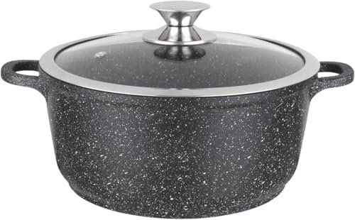 Generico Pentola casseruola in Alluminio con Coperchio in Vetro da 36-40 cm - Rivestimento Antiaderente per Una Cottura Senza Grassi Adatto Tutti Piani di Cottura