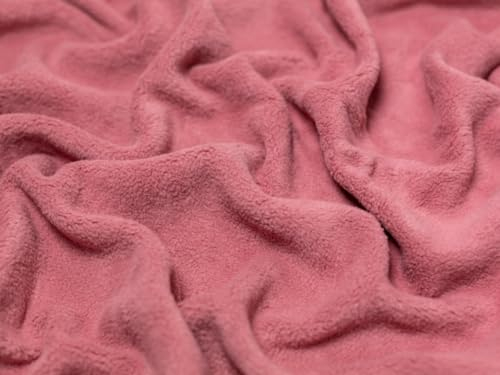 Baumwoll-Fleece-Stoff, Schaffell, Altrosa, Meterware