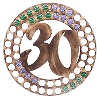 Bergliebe Bierkarte 30 Geburtstagsgeschenk Kronkorken sammeln geflammt Holz Geschenk Ø 42 cm Pohmer Design