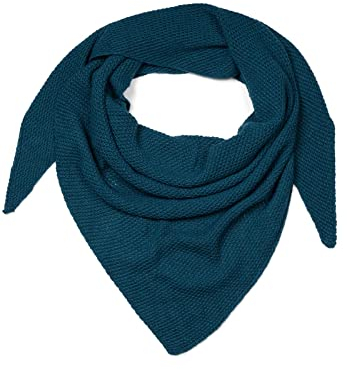 styleBREAKER Damen XXL Strick Dreieck Schal mit Reiskorn Strickmuster in Unifarben, Schal, Leichtes Tuch 01020042, Farbe:Petrol