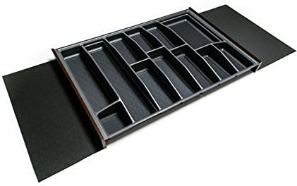 LANA solution Besteckkasten für Schubladen nach Maß - Besteckeinsatz für 120 cm Schubladen - Anthrazit - Wunschmaß