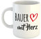 huuraa Kaffeetasse Bauer mit Herz Keramik Tasse Weiß 330ml mit Motiv für die tollsten Menschen