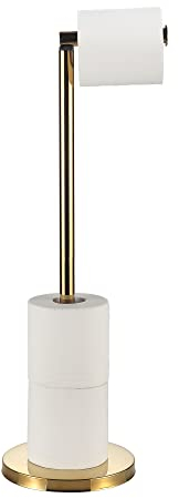 BGL Gold Toilettenpapierhalter stehend, 304 Edelstahl Klopapierhalter stehend mit Heavy Duty Base, klappbar Toilettenpapier Aufbewahrung, Anti-Rost WC Papier Halterung für Badezimmer Lagerung