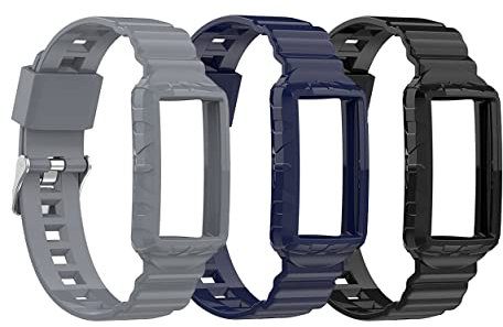 Bracelet de rechange en silicone souple compatible avec montre connectée Fitbit Charge 5/4/4SE/3/3SE, Silicone, Pas de gemme