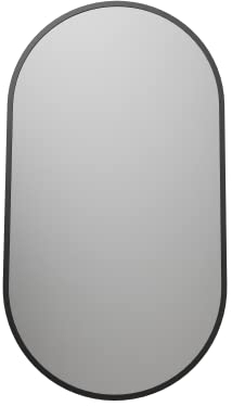BERNSTEIN® LED Badezimmerspiegel 8144 2.0 oval mit Leichtmetallrahmen in Schwarz Wandmontage, Warm-/Kaltlichteinstellung Wandspiegel mit Spiegelheizung, Aluminiumrahmen, 55 x 100 cm