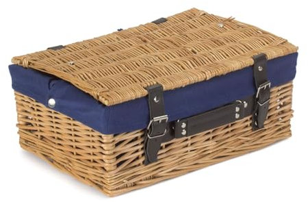 Red Hamper EH026N Wicker 35cm Picnic Basket with Blue Lining