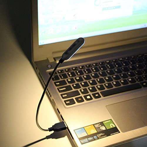 QOTSTEOS USB Reading Lamp, Portable Mini LED Light with Flexible Gooseneck (Black, Warm White Light) for Notebook, Laptop, Keyboard, Power Bank