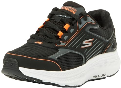 Skechers Men's Go Run Consistent 2.0 Trainers, Black and Orange Leather/Textile, 6.5 UK