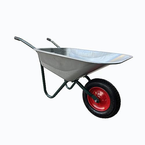 Carriola da giardino in acciaio zincato con vasca da 70 litri