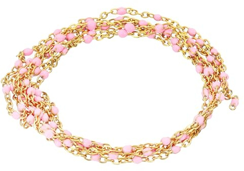 PATIKIL 1m/3.3 Pies Inoxidable Acero Cable Cadena, Oro Eslabón Cadena Esmalte Cuentas Satélite para Joyería Fabricación Bricolaje Collar Pulsera Accesorios, Rosa