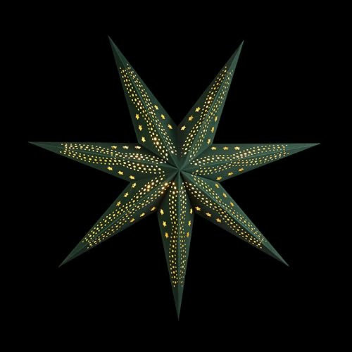 Sterntaler Dekostern | Weihnachtsstern Papier | Samt | Faltstern | Grün | 75cm | Innen | Glühbirne | Netzstecker