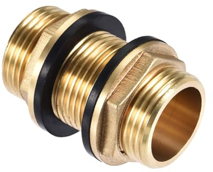 MACHSWON Raccord de cloison, G1 mâle, adaptateur de tuyau avec 2 joints en silicone, pour tuyaux, robinets, tuyaux, raccords, pour réservoirs d'eau, laiton, 1 pièce