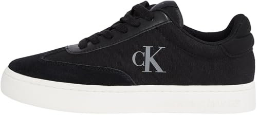 Calvin Klein Sneaker con Suela Cupsole Mujer Classic Low Mix de Lona, Negro (Black/Bright White), 38
