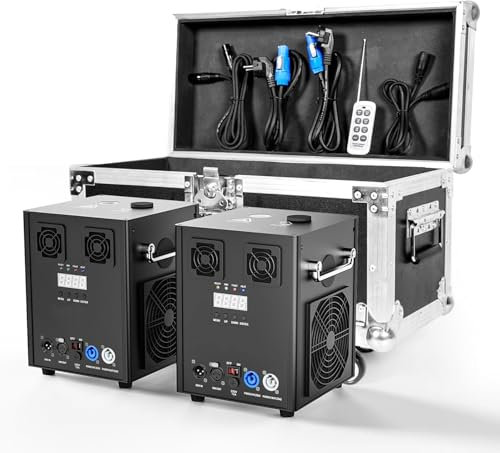 Erreyht Set di 2 macchine pirotecniche Cold Spark 700W D-MX con flightcase, telecomando per feste, Halloween, Natale, matrimoni, eventi sportivi
