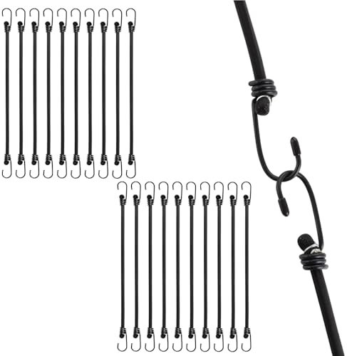 WOPPLXY 20er-Set Spanngummi mit Haken, 30 cm Expander mit Haken, Schwarz Spanngurte mit Hake für Unterschiedliche Ladesicherungen