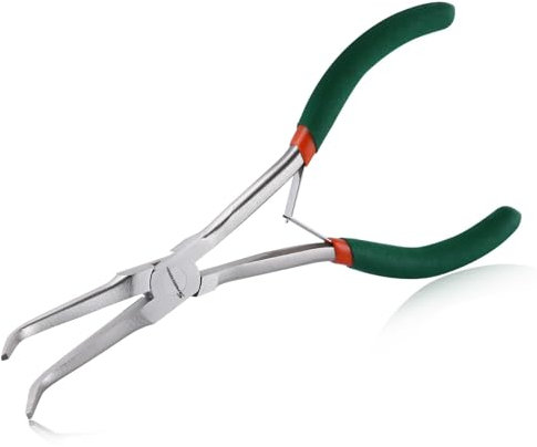 SPEEDWOX Mini pinza a becco lungo curvo con ganascia liscia per la creazione di gioielli, Piegatura del filo e presa di piccoli oggetti