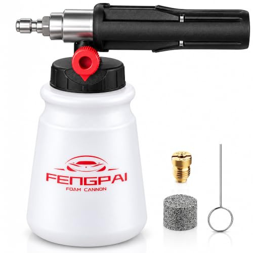 FENG PAI Foam Cannon for Pressure Washer, Car Wash Snow Foam Cannon Lance Pressure Washer Soap Dispenser with Adjustable Thick Foam, 1/4 Quick Connector, 1L