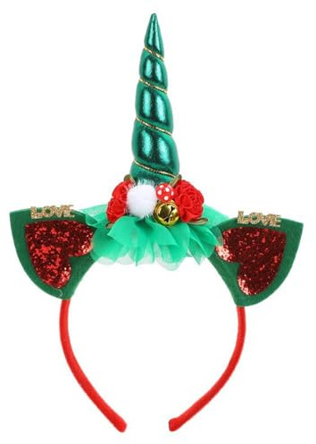 Ldabrye Weihnachts-Stirnbänder, Weihnachtsdekoration, festliche Pailletten, Haarreif, Einhörner, Horn, Stirnband, Party-Requisite, Urlaub, Partys, Weihnachtsfeier, Stirnbänder für Kinder, Damen,