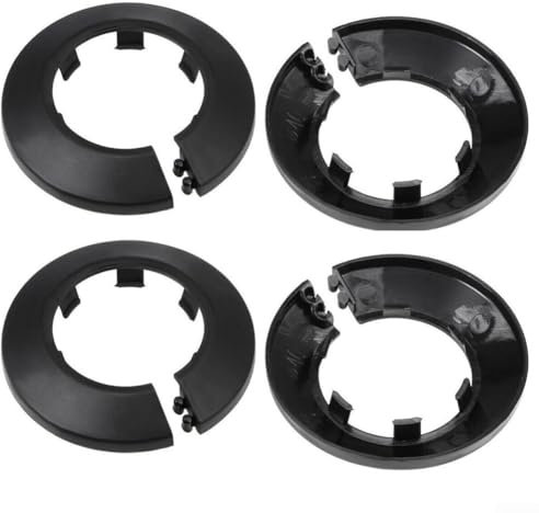 Kunststoff-Rohrabdeckung, 50 mm, schwarz, dekorative Rosette, für Wasserrohre, Winkelventile, Wasserhähne, Ablaufleitung, einfache Installation, 4 Stück