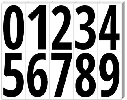 200 Pezzi, 100mm - Numeri Adesivi Grandi per Esterno, Impermeabile Vinile - Numeri Neri