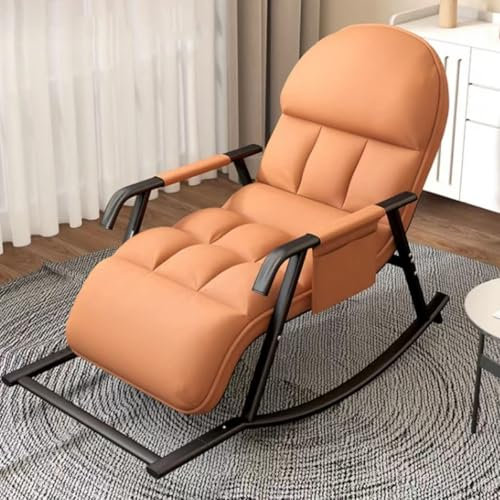 YUODIJIO Sonnenliege mit Auflage, Liegestuhl Gartenliege Verstellbarer Rücklehne, Schaukelstuhl Outdoor, Swingliege Schaukelliege Relaxliege für Patio/Strand/Terrasse/Pool (orange)