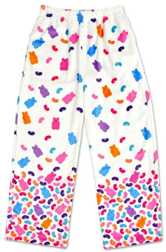 iscream Süßigkeiten-Land-Kollektion für große Mädchen, seidig weiche Plüsch-Fleece-Hose, Jelly Bears, 4-6