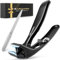 Toenail Clippers for Seniors Thick Toenails, Angled Head Toe Nail Clippers for Men Large with Wide Jaw Opening, Heavy Duty Sharp Fingernail Clipper Cutter with Catcher & Long Handle, Black