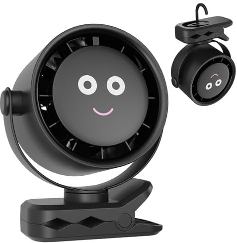 Ventilator Leise mit Clip - USB Tischventilatoren, 5 Geschwindigkeiten Tragbarer Mini Fans mit LED Display, 720 Grad Drehung Ventilatoren, Lüfter für Camping/Kinderwagen/Haus/Schlafzimme/Büro