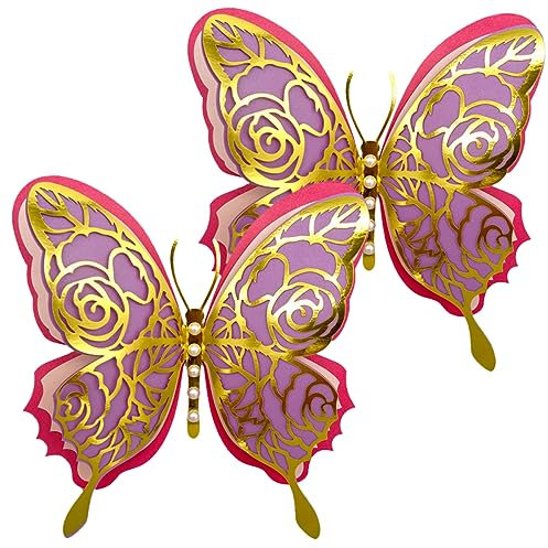 Uonlytech 2stücke Schmetterlinge Wanddeko Farbige Wandaufkleber Für Hochzeit Und Festlichkeiten Dekorative Wandkunst Für Wohnzimmer Leicht Anzubringen Stabil Und Charmant