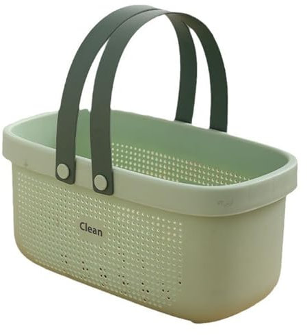 Odoukey Caddy de Douche Portable, Panier de Rangement Salle Bain avec poignée, Organisateur Douche en Plastique Vert pour Salle Bain, Cuisine, dortoir