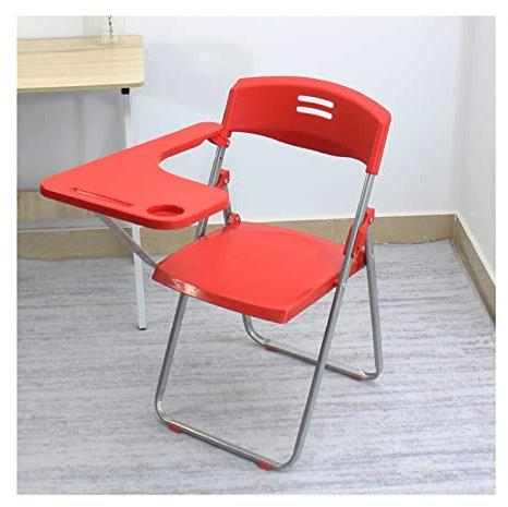 Red Folding Chair with Writing Board Tablet Arm Nesting Design Mobile Office Training Chair Classroom Meeting & Student Seating Iron Frame for Playrooms & Daycares