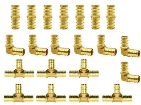 ZHGUIMING 1/2 inch PEX Fittings kit for PEX Hose Pipe and Tubing, 1/2 Fittings, Elbow Tee Straight Couplings Set(21PCS)