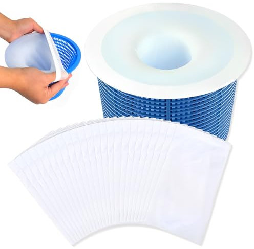 GGUFAY Chaussette Skimmer Piscine 20 Pièce, Filtre Skimmer Piscine,Réutilisable Chaussette Filtre Piscine, Prefiltre Skimmer Nylon Élastique,Chaussettes D'écumeur de Piscine pour Débris et Saleté